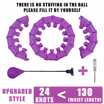 Weighted Fitness Hoop for Adults & Kids Detachable Knots Abdomen Weight Loss 2 in 1 Abdomen Fitness Weight Loss Massage