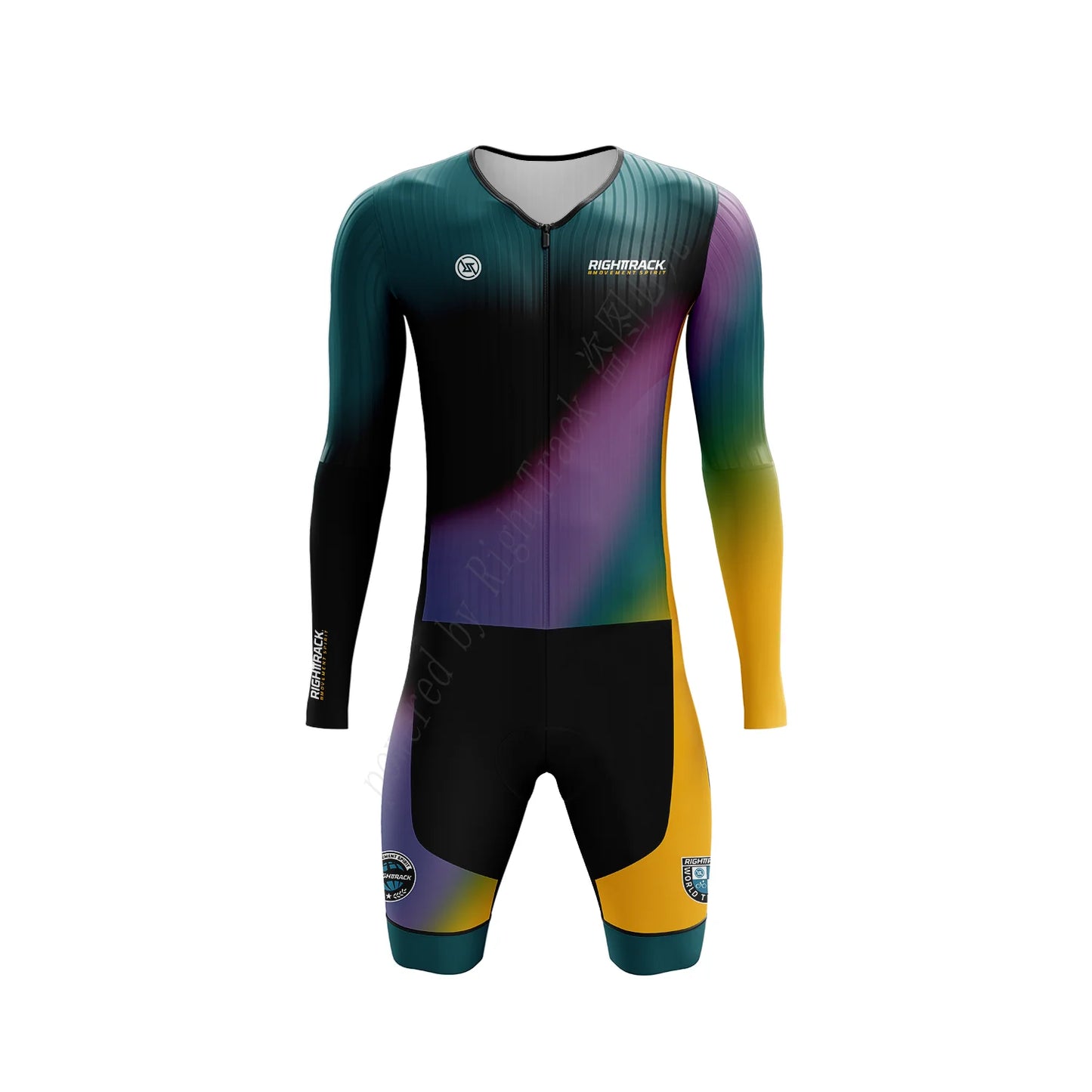MEN'S Triathlon Trisuit World Championship Long Sleeve Dragon Skinsuit RIGHTTRACK Swimming Cycling Running Competition Appare