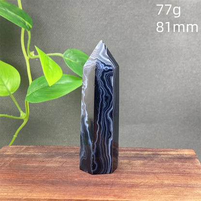Black Agate Crystal Tower Natural Gem Obelisk Exquisite Home Decoration Ornament Rare Material for Relaxation And Energy