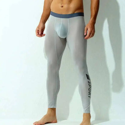 Ultra Thin See Through Men's Tight Fitness Running Sweatpants Leggings Plus Size Training Joggers Sweat Trousers