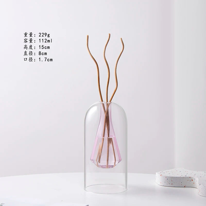 Double Glass Vase Hydroponic Plant Flower Arrangement Glass Empty Bottle Ornaments Simple Essential Oil Aromatherapy Bottle