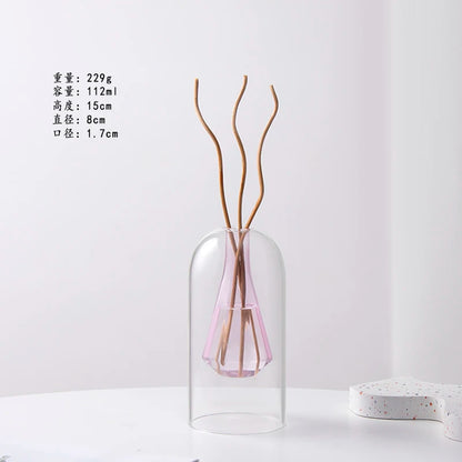 Double Glass Vase Hydroponic Plant Flower Arrangement Glass Empty Bottle Ornaments Simple Essential Oil Aromatherapy Bottle