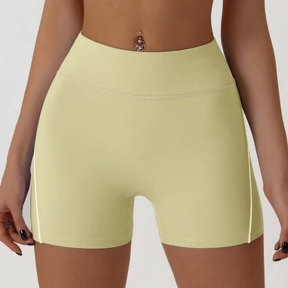 Nude High-elasticity Yoga Suit Contrasting Color Bra Halter Top Hip-lifting Fitness Line Shorts Pilates Sports Set