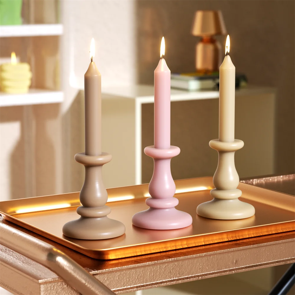 Nicole Taper Candle Making Silicone Mold Aromatherapy Scented Candle Mould Decorative Candle Making Supplies