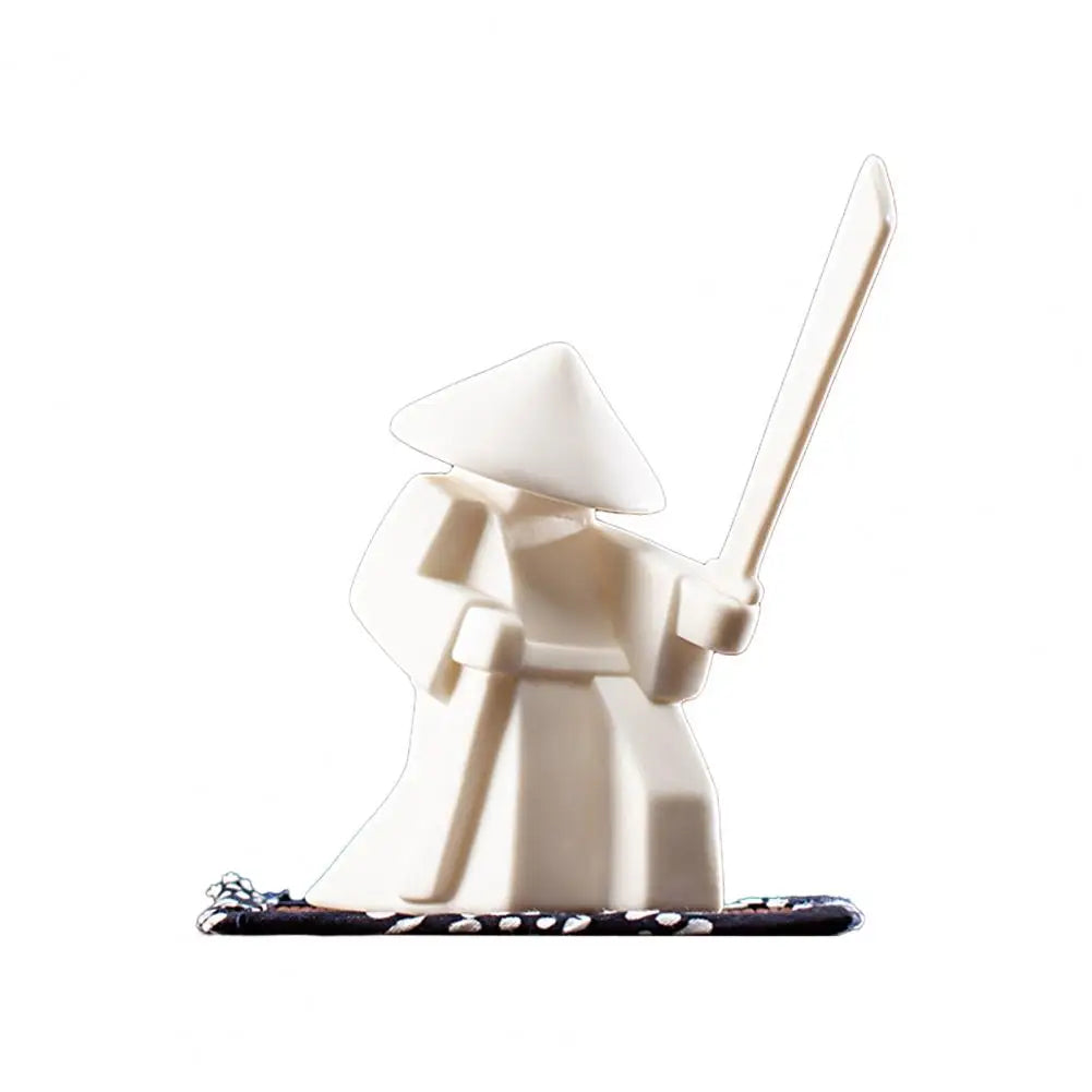 Incense Stick Burner Unique Delicate White Porcelain- Chinese Ceramic Samurai Censer Holder Home Decor Kung Fu Ceramic Sculpture