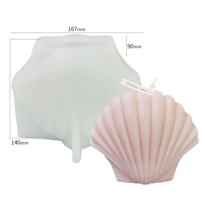 Large Geometric 3D Folding Fan Silicone Candle Mold Striped Origami Scallop Drip Glue Aromatherapy Soap Plaster Ice Cube Mould
