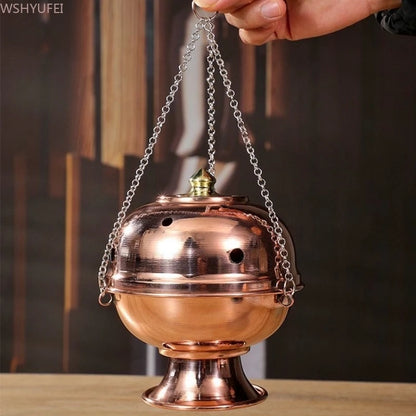 Hanging Incense Burner Red Copper Zen Engraved Stupa Aromatherapy Stove Meditation Smoke Furnace Orientale Altars Decorative