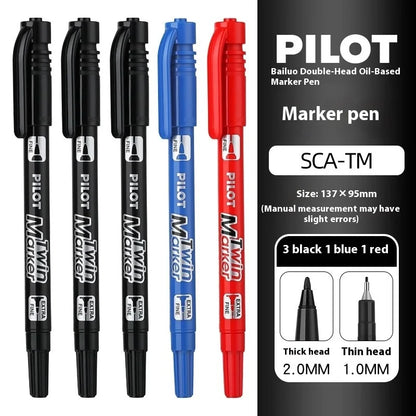 Pilot SCA-TM Dual-Tip Marker,Water-Based Vibrant Quick-Drying Twin-Tip Permanent Ink Pens for Journaling,Scrapbooking&DIY Crafts