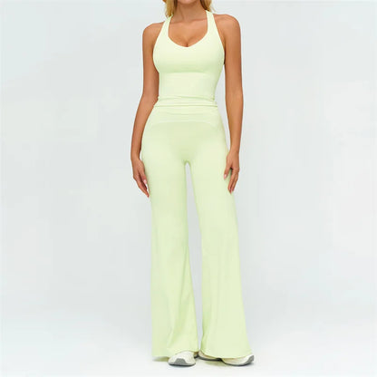 TRY TO BN Women's Tracksuit Yoga Sets Sports Vest Contrasting Color High Waisted Leggings Fitness Two Pieces Running Gym Clothes