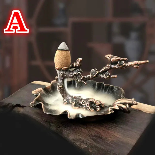 Incense Burner Aroma Burner Creative Lotus Bunrer Cones Backflow Incense Holder Plum Branch Home Decor