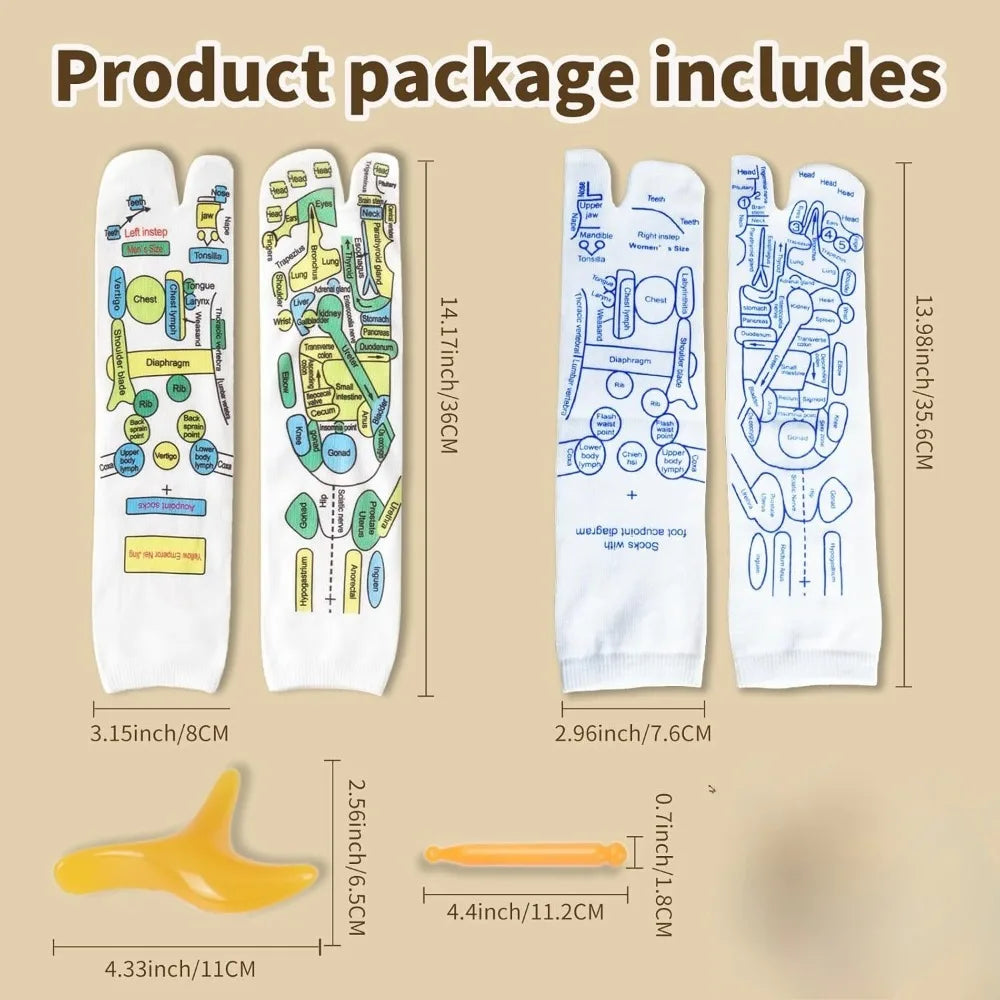 2Pairs Reflexology Socks Set Tools Acupressure Acupuncture Trigger Point Foot Pain Relief Remedy Acupoint Massage Foot Care Tool