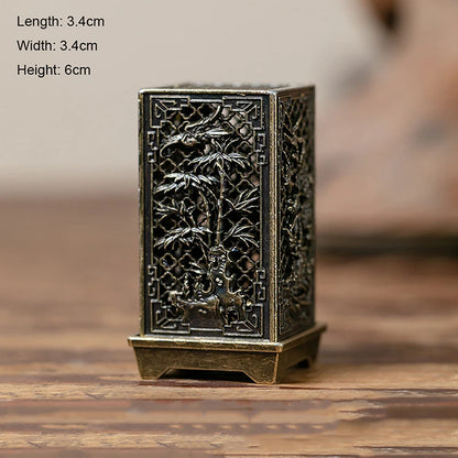 1pcs Square Vertical Chinese Incense Burners Small Alloy Incense Holder Indoor Aromatherapy Home Ornament Household Decoration
