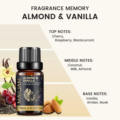 MAYJAM Fragrance Oil for Humidifier Diffuser Candle Making Vanilla Musk Dragons Blood Bubble Gum Sea Breeze Baby Powder Aroma