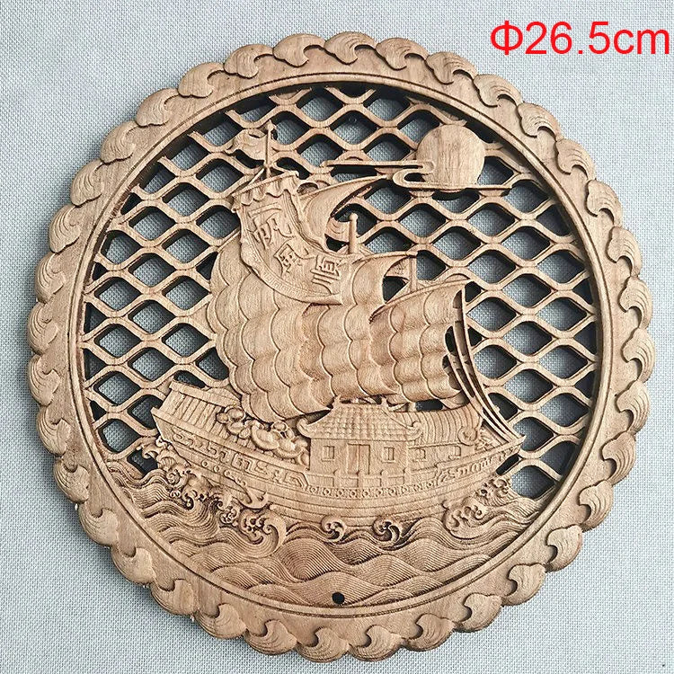 1PC Traditional Chinese Woodcarving Wall Hanging Camphor Wood 3d Exquisite Dragon Phoenix Flower Carving Craft Home Decoration