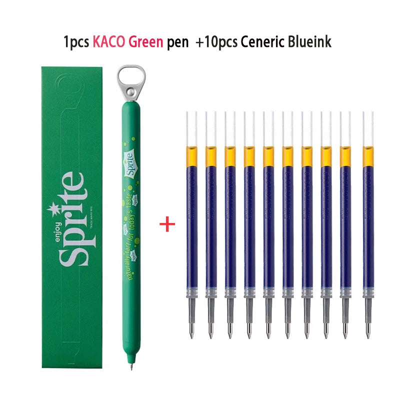 New KACO x Sprite Limited Edition Gel Pen,Dual Ball Pen Quick Drying Stylo 0.5mm Click Smooth Writing For School&Journaling