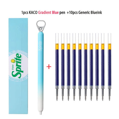New KACO x Sprite Limited Edition Gel Pen,Dual Ball Pen Quick Drying Stylo 0.5mm Click Smooth Writing For School&Journaling