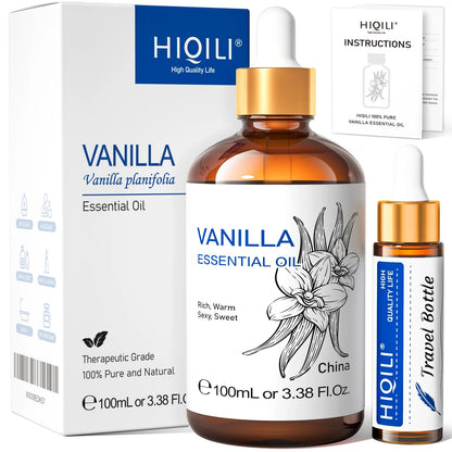HIQILI Therapeutic Grade Essential Oil 100ml for Massage Relaxation Air Freshener Bergamot Peppermint Vanilla Chamomile Thyme