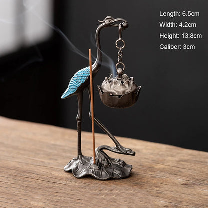 1pcs Square Vertical Chinese Incense Burners Small Alloy Incense Holder Indoor Aromatherapy Home Ornament Household Decoration