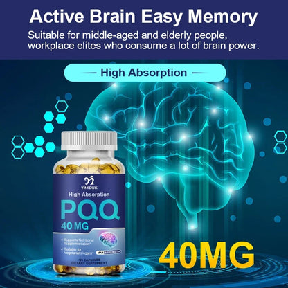 Buy 1 Get 1 Free! PQQ 40mg Supplement , for Cognitive Function Booster, Enhances Brain Energy, Heart, Brain & Anti-Aging, Vegan