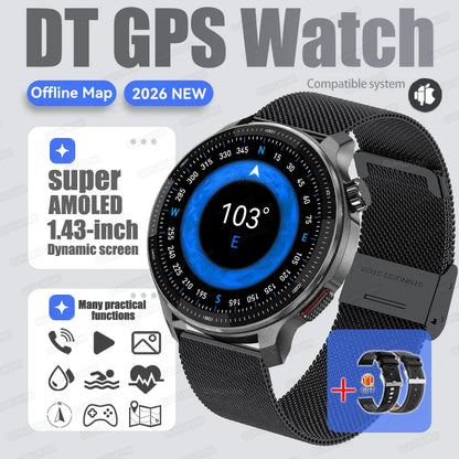 New Outdoor Adventure Tactical Smart Watch Built-in GPS Offline Map 4GB RAM Compass Altimeter Men Fitness Exercise Smart Bracele