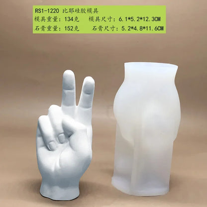 Gesture Candle Mold Diy Aromatherapy Plaster Thumbs Up Victory Bier Middle Finger Cake Silicone Mould Epoxy Candle Making Molds