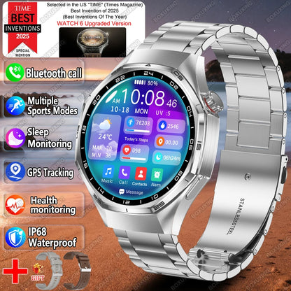 2026 New Watch 6 Pro GPS Smart Watch Men Sports Fitness AMOLED Screen Health Monitor Bluetooth Call IP68 Waterproof Smartwatch