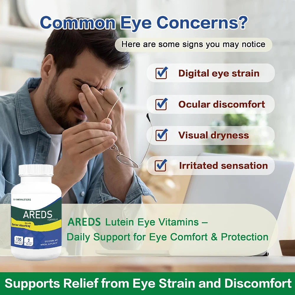 ARED Eye Vitamins for Macular Health, Lutein and Zeaxanthin Supplement with Vitamin C E Zinc Copper for Vision & Ocular Support
