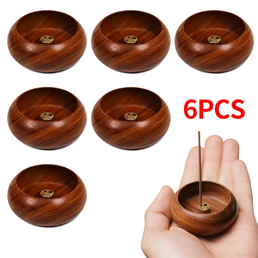 6PCS/3PCS/1PC Exquisite Wooden Plug in Incense Burner | Suitable for Buddhist Worship, Home Tea Room, Desktop Decoration - Ideal