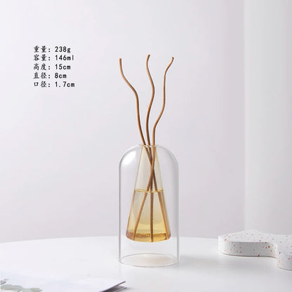 Double Glass Vase Hydroponic Plant Flower Arrangement Glass Empty Bottle Ornaments Simple Essential Oil Aromatherapy Bottle