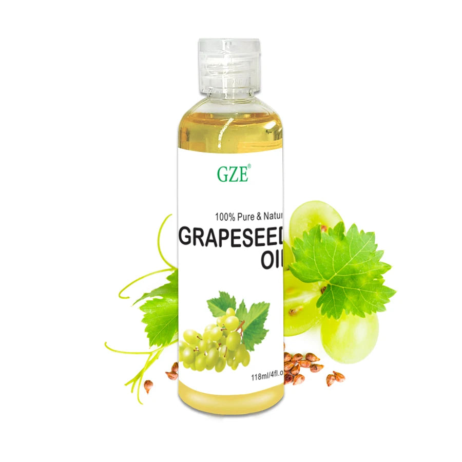 GZE Grapeseed Oil, Skin Care for Sensitive Skin, Light Silky Moisturizer for All Skin Type, Hair Strengthens Vegan Thickening