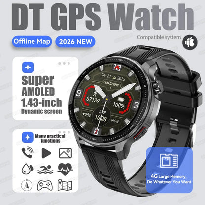 New Outdoor Adventure Tactical Smart Watch Built-in GPS Offline Map 4GB RAM Compass Altimeter Men Fitness Exercise Smart Bracele