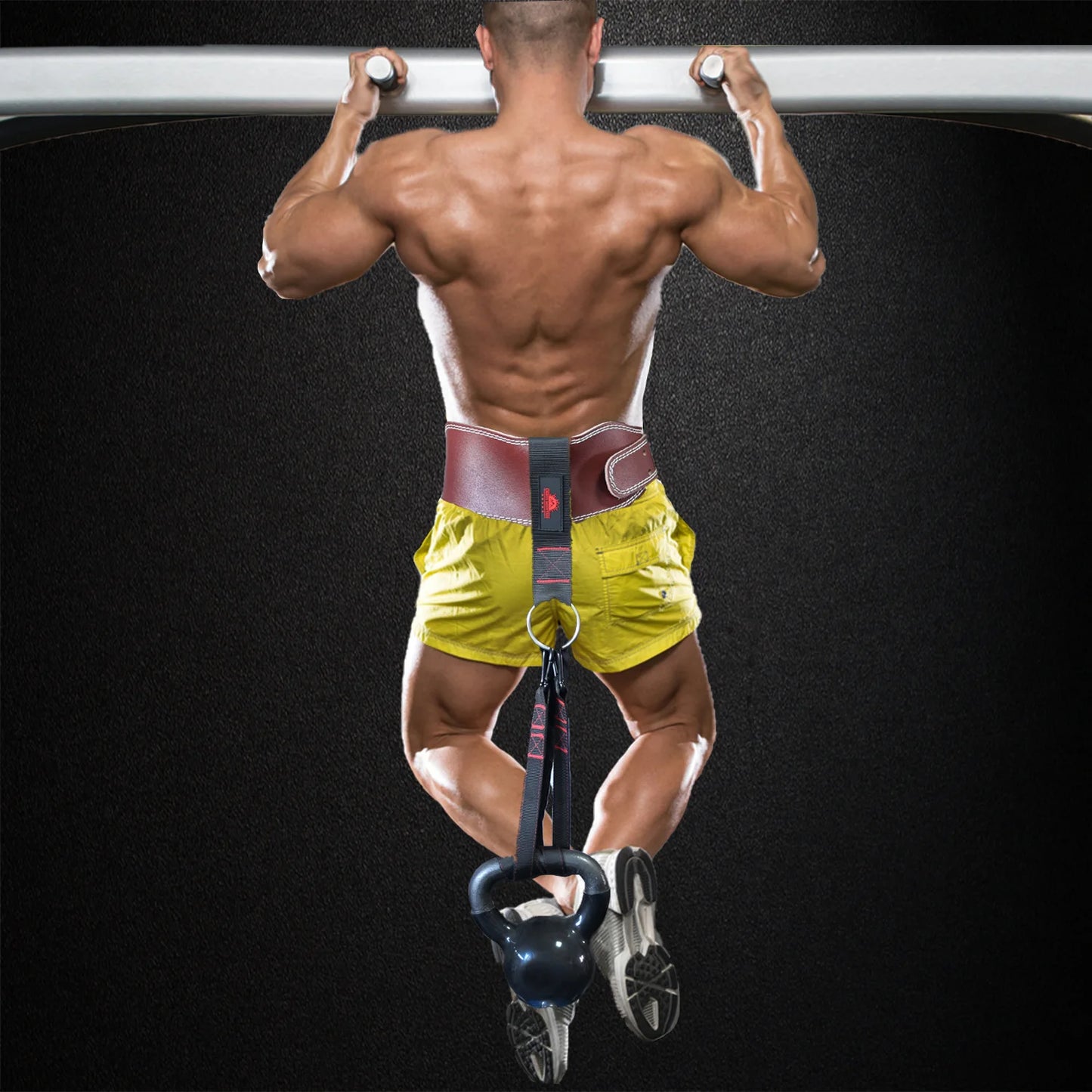 Weightlifting Dip Belt  Accessories for dips and Pull-ups Double-Layered Webbing Strap with Carabiners for Fitness Bodybuilding