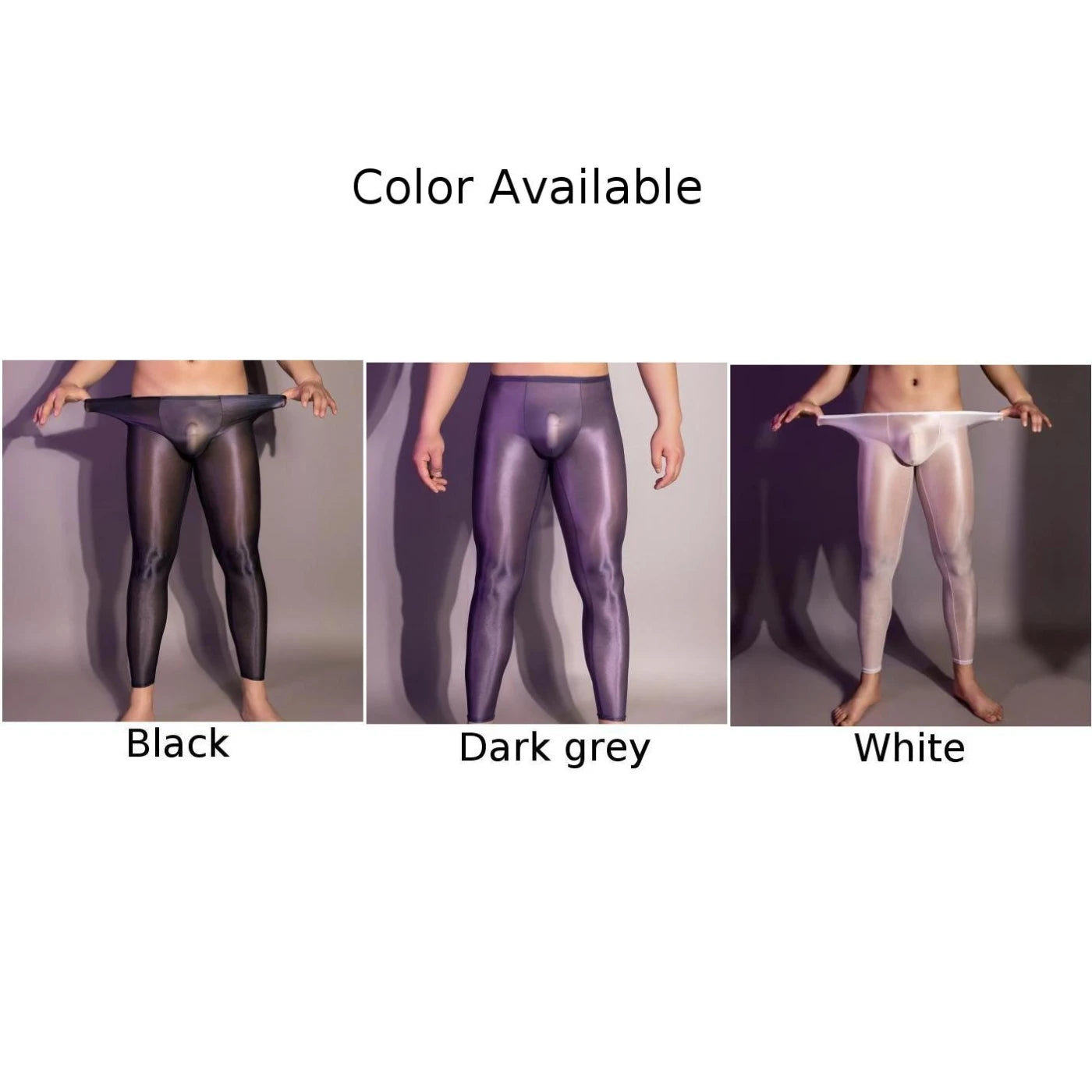 Men's Ultra Thin Oil Shiny Leggings Tight Elastic Sexy Transparent Pouch Underwear Pants Skinny Trousers Man Exotic Pants