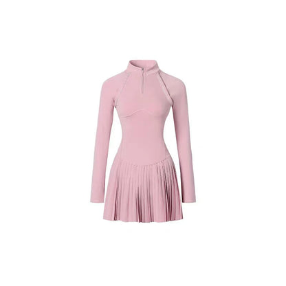 Detachable Sleeves Women's Athletic Tennis Mini Dress with Built-in Shorts for Workout Golf Fitness Sports