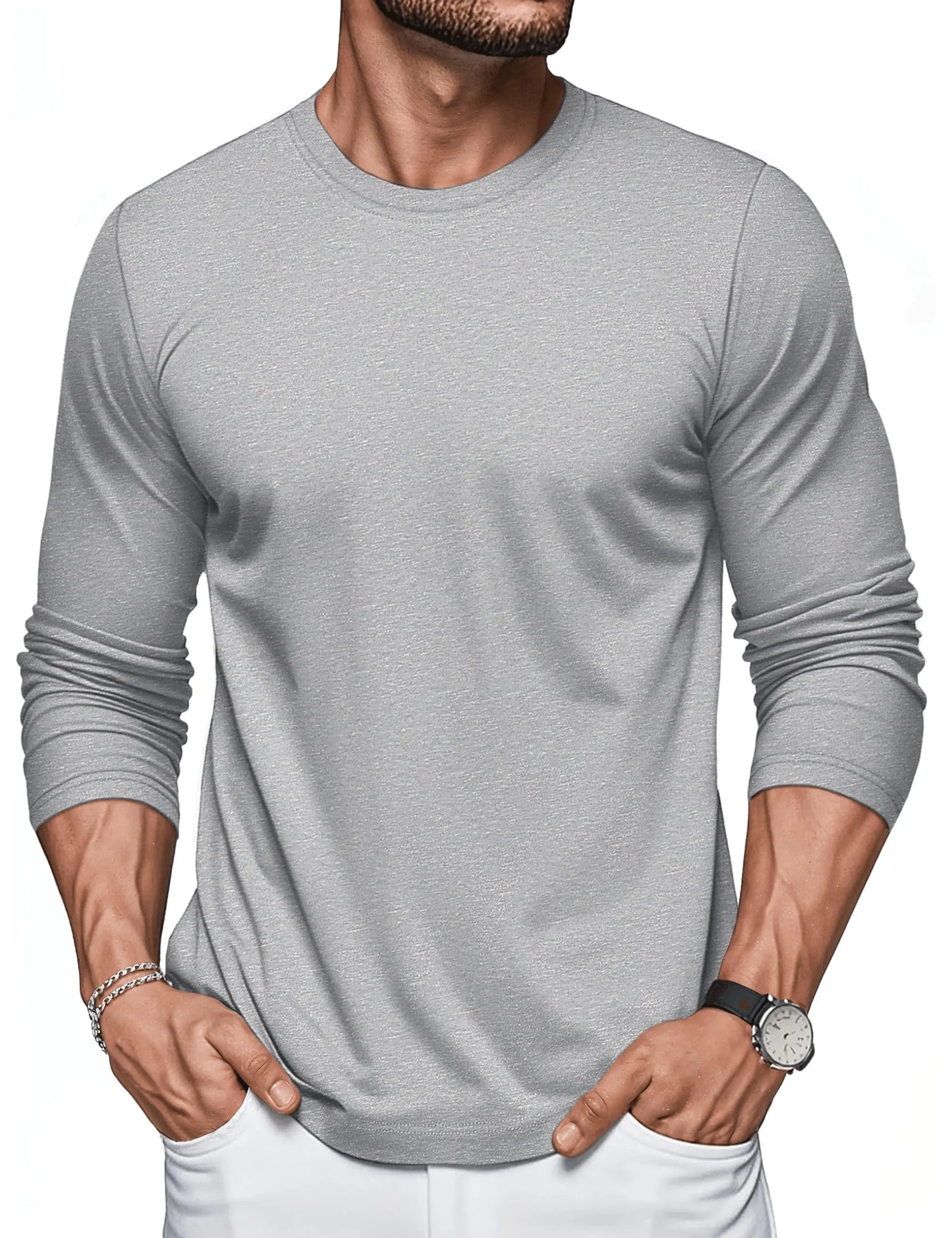 MAGCOMSEN Men's Long Sleeve T-Shirt Cotton Crew Neck T-Shirt Casual Light Work Spring and Autumn Tops