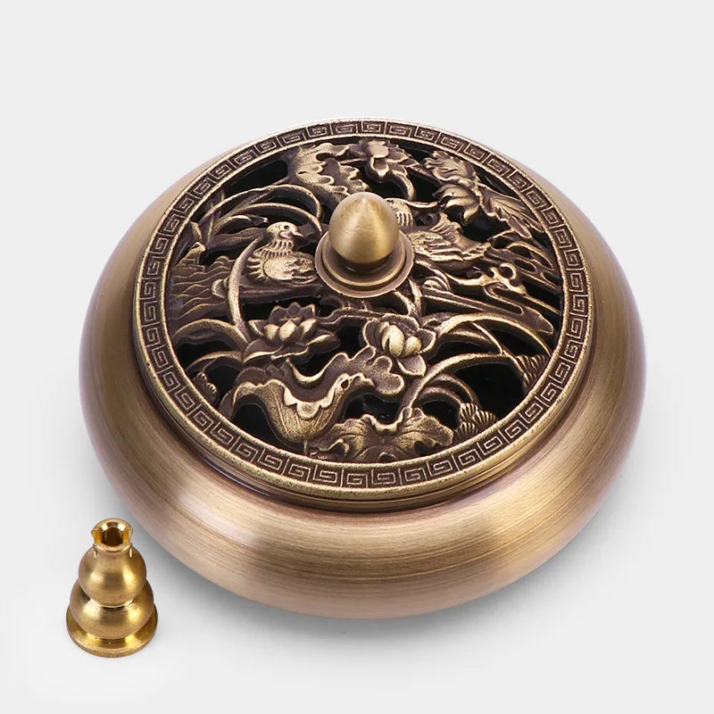 Incense Furnace Pure Copper Household Indoor Sandalwood Antique Pan Incense Furnace Soothes The God Incense Furnace