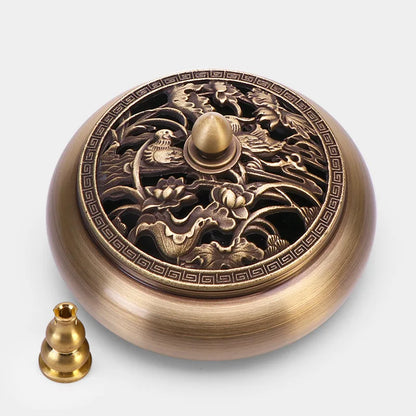 Incense Furnace Pure Copper Household Indoor Sandalwood Antique Pan Incense Furnace Soothes The God Incense Furnace