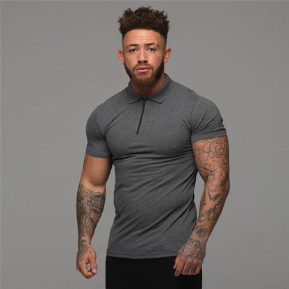Brand Cotton Casual New Mens Short Sleeve Polo Shirts Fitness Fashion Polo Shirt Clothing Bodybuilding Trend Sport Polo Shirts
