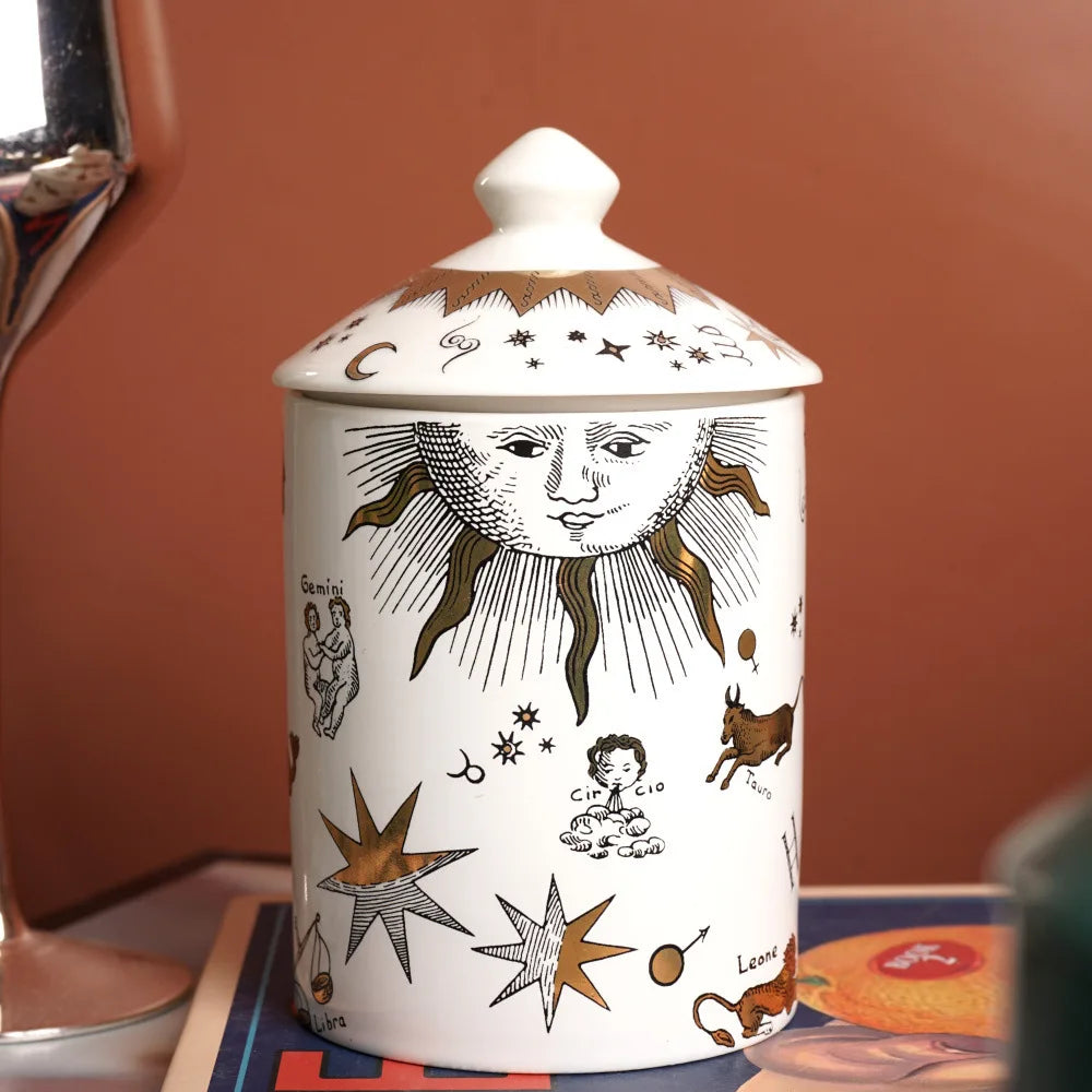 Nordic Retro Face Ceramic Jar Storage Bottle Aromatherapy Candle Cup Shaped Face Tea Jar Storage Box Container Crafts Decoration