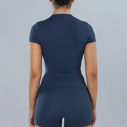 TRY TO BN Yoga Short Sleeve T-shirt Gym Top Woman Sport Fitness Breathable Sportswear Versatile Workout Training Running Clothes