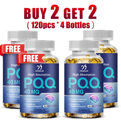 Buy 1 Get 1 Free! PQQ 40mg Supplement , for Cognitive Function Booster, Enhances Brain Energy, Heart, Brain & Anti-Aging, Vegan