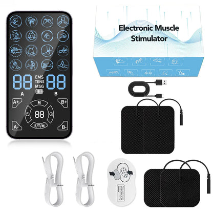 Pain Relief TENS Unit EMS Massager - Professional Muscle Stimulator For Back Shoulder Neck Relief Fitness Recovery