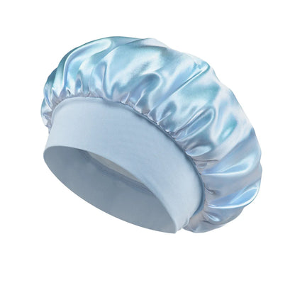 1/2/5PCS Women's Satin Solid Wide-brimmed Sleeping Hat Unisex Head Wrap Elastic Band Cap Hair Care Bonnet Night Hat Bonnet Nuit