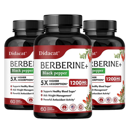 1200 MG Premium Berberine Supplement Capsules Supports Immune System, CardiovascularHeart & Gastrointestinal Wellness