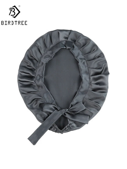 BirdTree 100% Real Silk Sleep Cap for Women, Hair Care Natural 19 Momme Silk Postpartum Hat, Night Bonnet with Tie T32101X