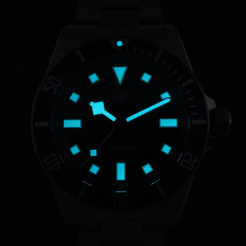 Watchdives WD1969 Pro Dive Watch VH31 Sweep Seconds Quartz Movement BGW9 Luminous Sapphire 20Bar Waterproof Men's Wristwatch