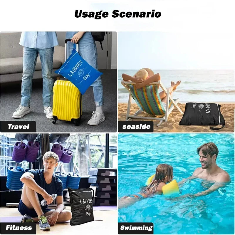 Travel Laundry Bags with Zip, Waterproof Laundry Bag Travel, Reusable Wet Bag with Zip, Waterproof Laundry Bag for Fitness