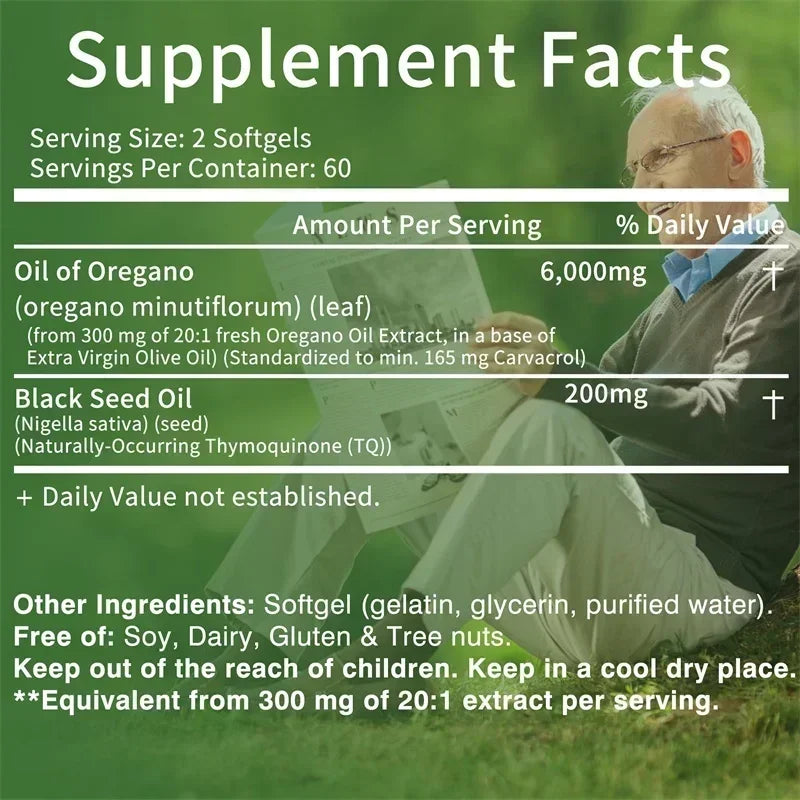 Oil of Oregano Supplements - 100% Pure Natural Formula Rich in Antioxidants Increase Immune System Health Portable Meet