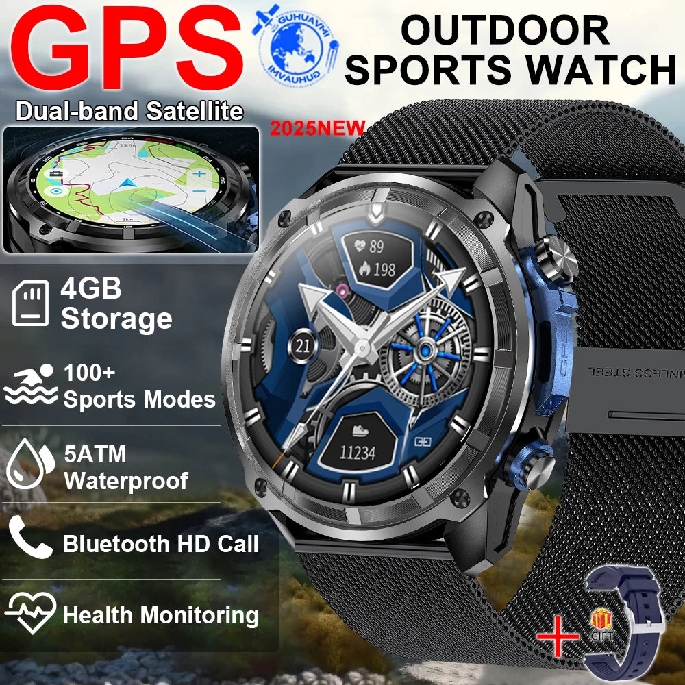 New Offline Map Built-in GPS Smart Watches Sports 5ATM 30M Waterproof 4GB Memory Bluetooth Call Swim Smart Bracelet For Man 2025
