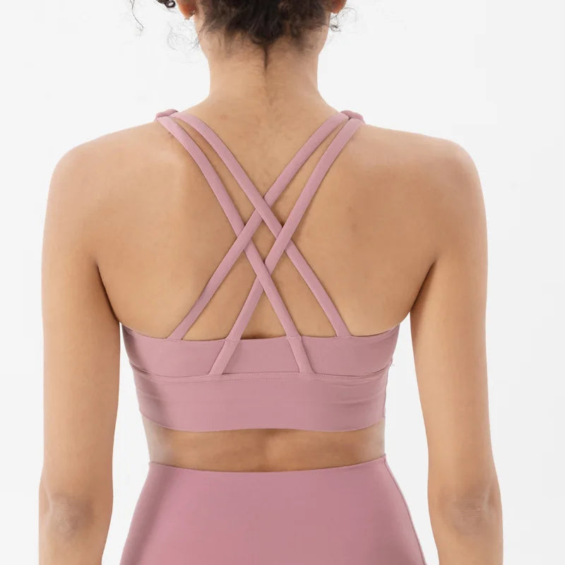 TRY TO BN Women Bra Yoga Sports Bralette Nylon Breathable Fitness Top Underwear Cross Sexy Back  Anti-Shake Gym Female Bras